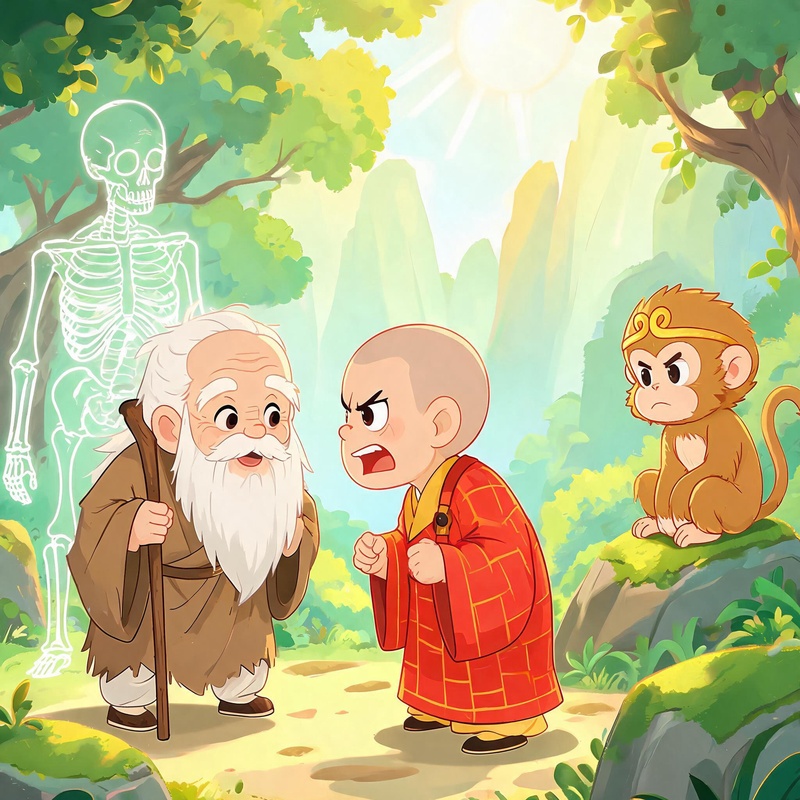 白骨精最后变成老爷爷，颤颤巍巍走过来找人
